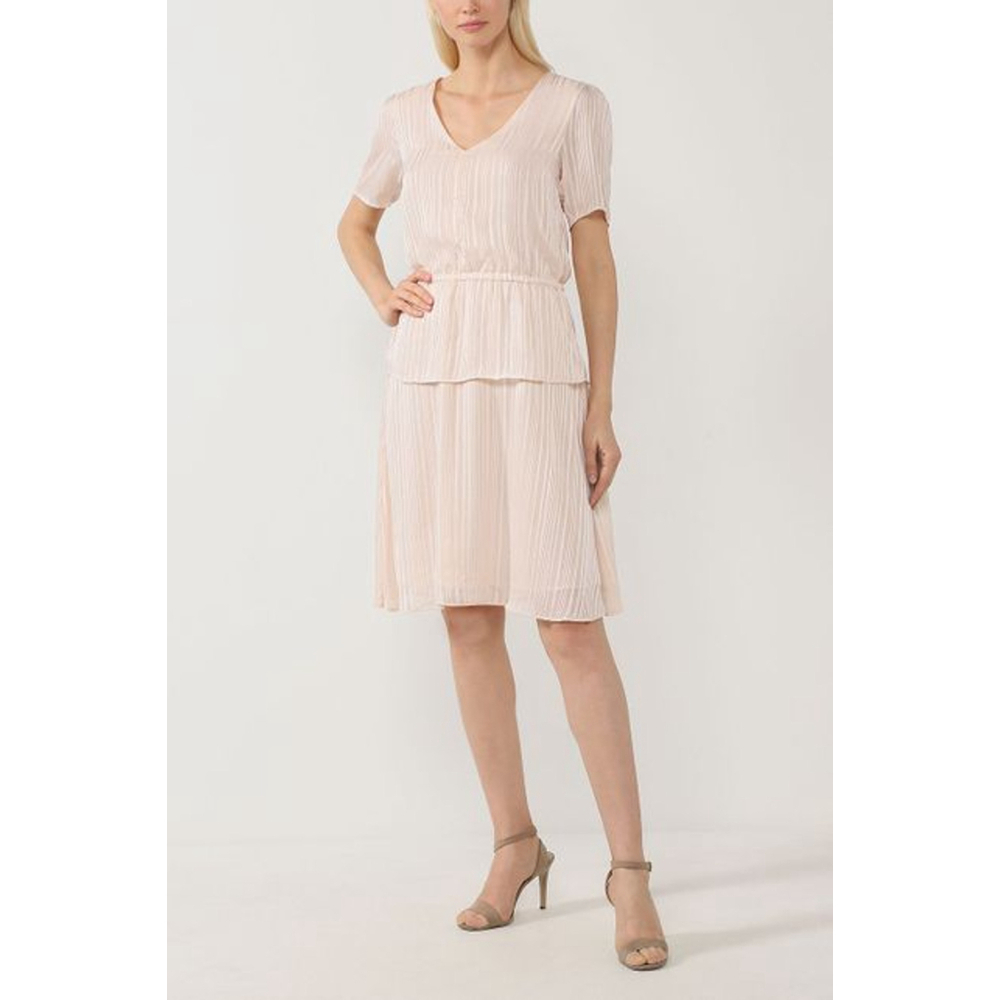 Ichi Dress Womens Large Ivory Layered Shimmer Flowy Wedding‎ Cocktail Summer